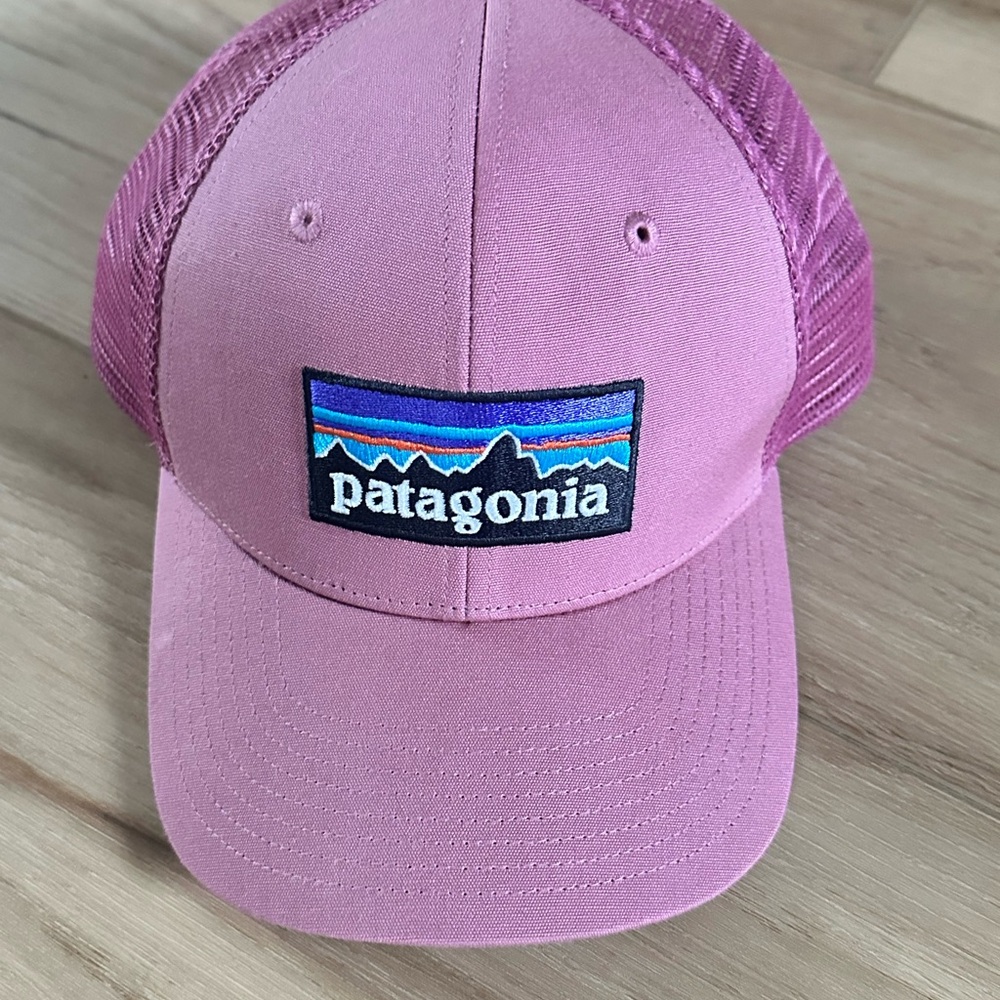 Patagonia Lavender Trucker Hat with Curved Brim and Logo Patch